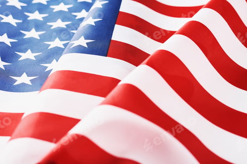 Preview: Close up of waving national usa american flag as a background.