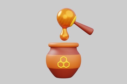 Preview: Honey pot with dipper cartoon