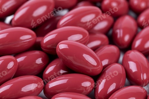 Preview: Closeup shot of red gel capsules isolated on white background