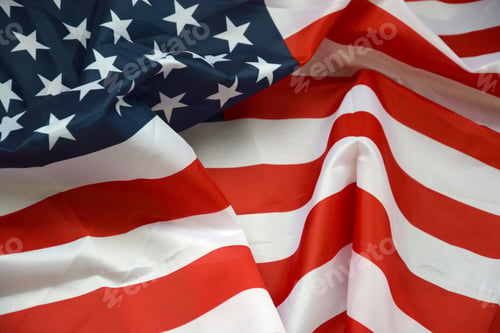 Preview: United States of America waving flag with many folds