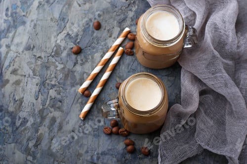 Preview: Coffee with milk in jar