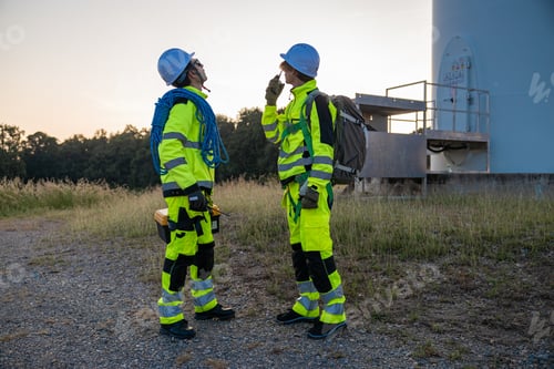 Preview: Engineers discussing wind farm maintenance tasks