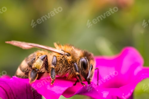 Preview: Honey bee closeup on a flower