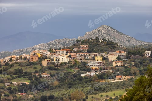 Preview: View of small touristic town in the mountains. Dorgali, Sardinia, Italy