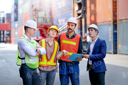 Preview: Group of technician or engineer worker stand and discuss together about their work