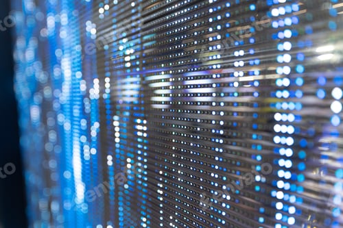 Preview: Motion blurred flash light of data and information transfer concept created with LED lights board