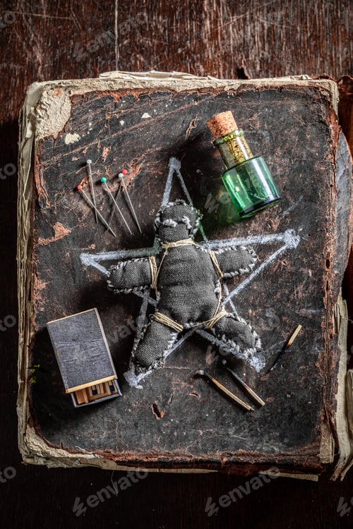 Preview: Creepy voodoo doll burned with fire as harming