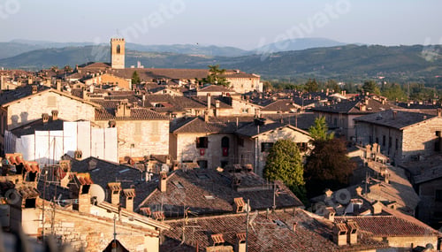 Preview: Italian countryside panorama from the medieval town of Gubbio in Perugia, Umbria