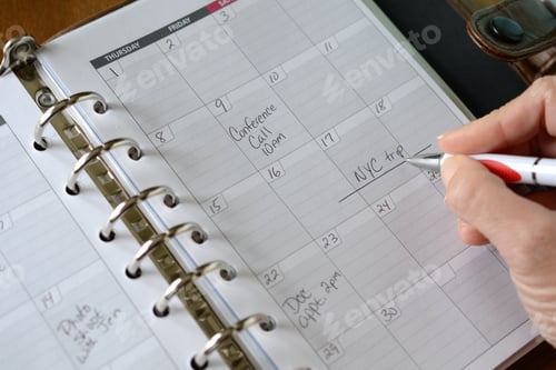 Preview: Writing appointments in a planner calendar.