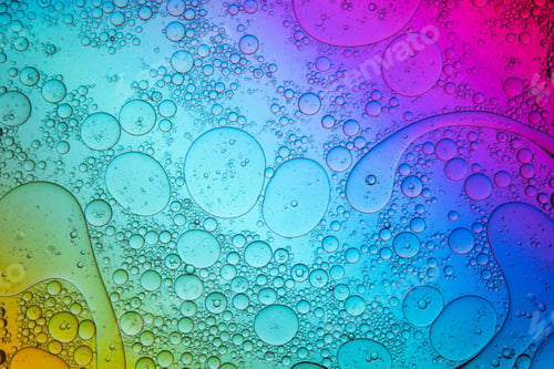 Preview: Multicolored background with various water drops floating on surface