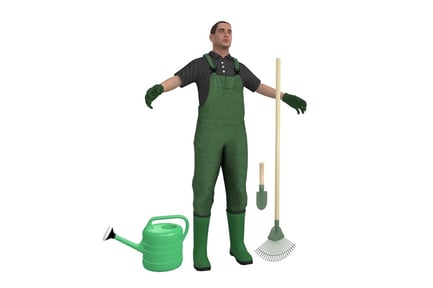 Предпросмотр: Садовник с инструментами