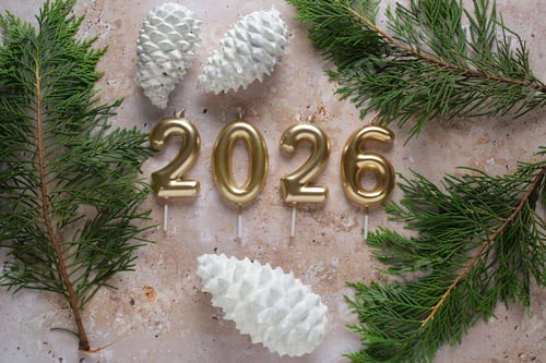 Preview: Festive New Year 2026 Celebration With Candles and Pine Cones