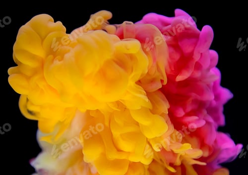 Preview: Abstract yellow and pink color drop to the water