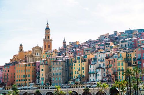 Preview: Menton old town view with colorful facades
