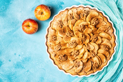 Preview: Apple pie with walnuts and cinnamon.