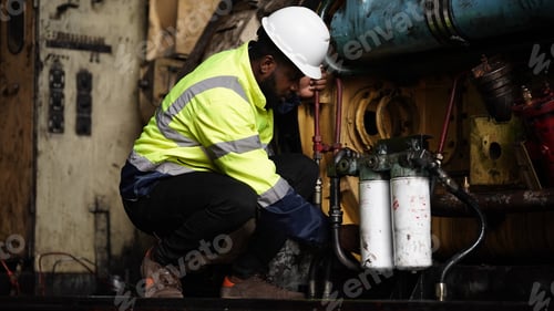 Preview: Portrait of maintenance engineer or apprentice in workshop of railway engineering facility