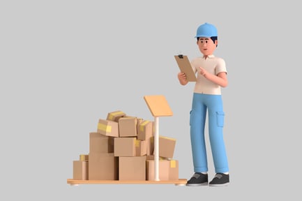 Preview: Cartoon delivery man with boxes