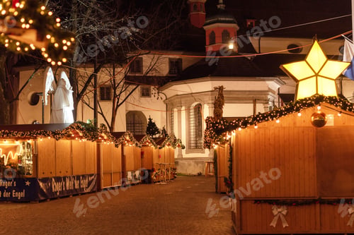 Preview: Christmas market in Lucerne Switzerland at night time