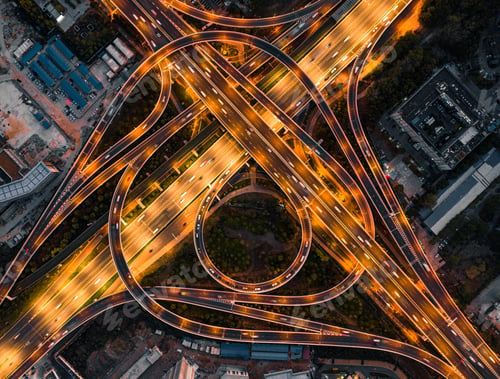 Preview: Aerial view of the viaduct on Optics Valley Avenue, Wuhan, China