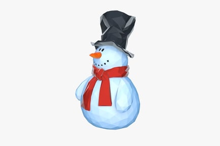 Preview: Low Poly Snowman with Hat and Scarf
