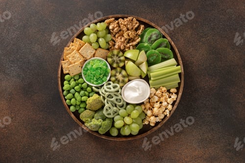 Preview: Green healthy snack platter for St Patrick Day celebration