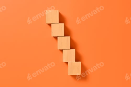 Preview: Wooden cubes mock up on abstract background for business concept, Business process, Copy space