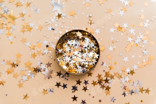 Preview: shiny stars decor on beige background