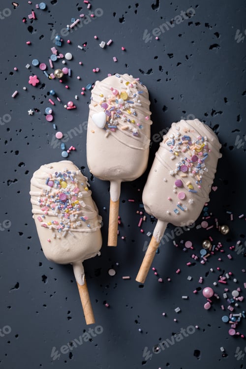 Preview: Sweet and delicious popsicles with white chocolate topping