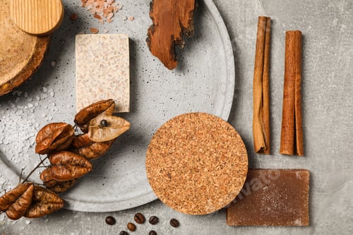 Preview: Flat lay of creative moodboard composition, top view