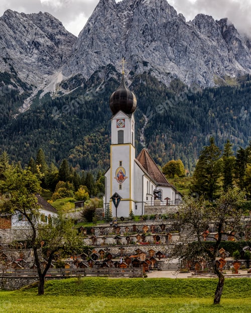Preview: Parish church of St. John the Baptist in Grainau, Bavaria, Germany