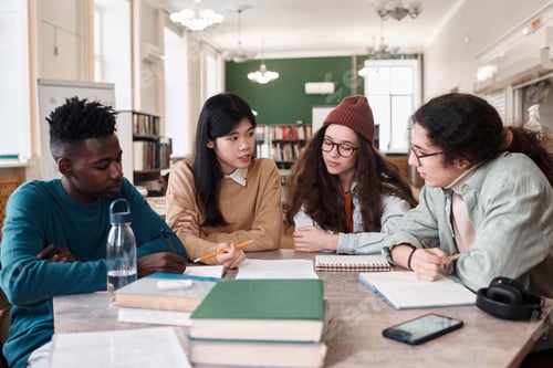 Preview: Multiethnic Group of Students Discussing Project
