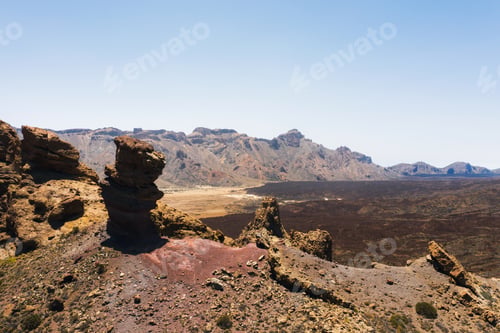Preview: Mars the red planet's desert landscape. Teide National Park. Beautiful view of the Teide volcano