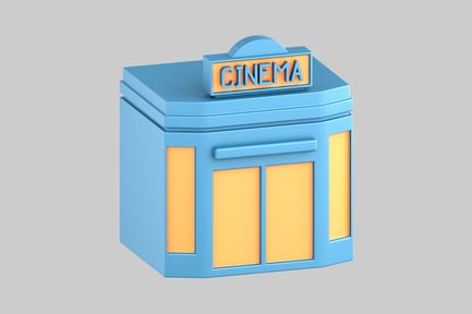 Preview: Cartoon cinema building blue orange