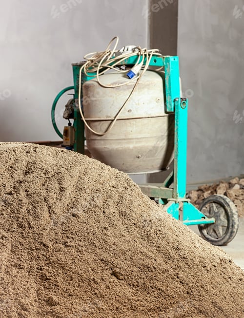 Preview: Industrial cement mixer machinery.