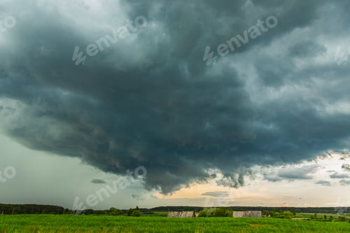 Preview: Severe thunderstorm clouds, landscape with storm clouds