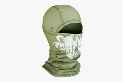 Preview: Olive Drab Tactical Balaclava with Skull Graphic