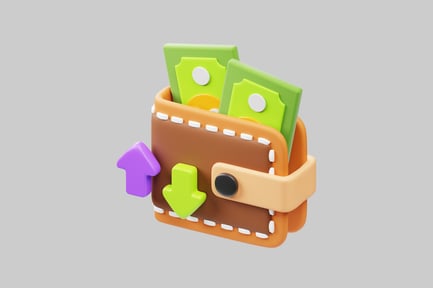 Preview: Wallet with cash, arrows