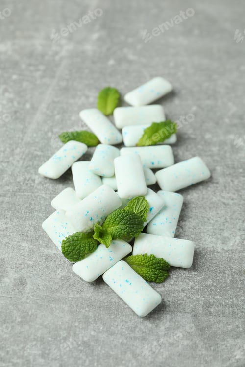 Preview: Concept of chewing or bubble gum, close up