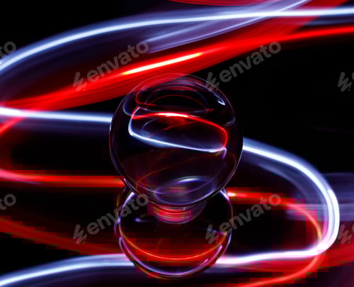 Preview: Intriguing red light emanating from a light bulb in a dimly lit setting