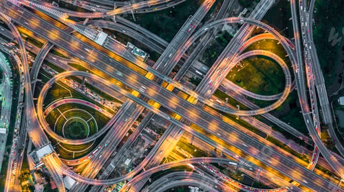 Preview: Aerial view elevated road and traffic junctions, Modern construction design traffic ways traffic.