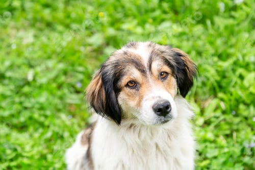Preview: Cute dog portrait outdoor in the park, friendly loving pet