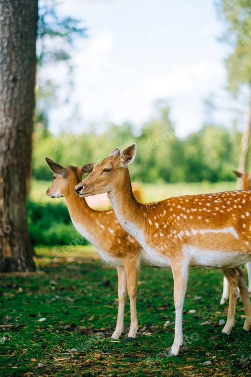 Preview: Red deer fallow deer majestically powerful animal in the forest. Animals in the natural forest.