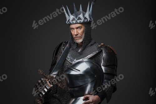 Preview: Medieval-style portrait of a charismatic king with a gray beard