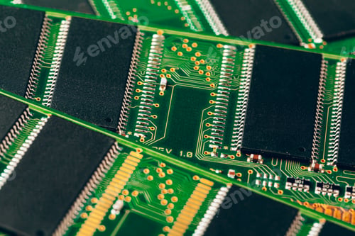 Preview: Close up of electronic circuit board with processor