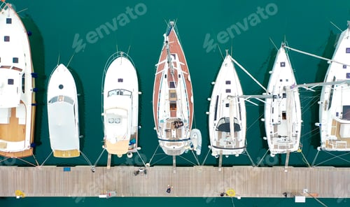 Preview: Aerial view of Lustica Bay marina with its luxury boats and yachts in Montenegro marina, luxury,