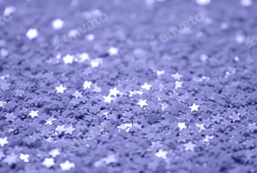 Preview: Glitter stars violet background. Sparkling festive backdrop for design. Very Peri color trend 2022