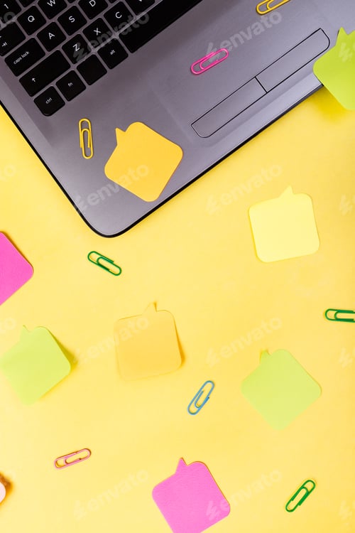 Preview: Notebook or laptop with stickers.