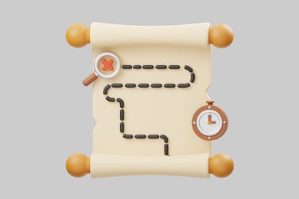 Preview: Treasure map with magnifier and clock