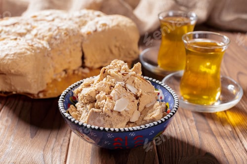 Preview: Tasty halva with tea on the table