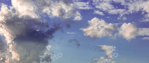 Preview: Cloud on blue sky background. Fluffy cumulus white and grey color cloudscape